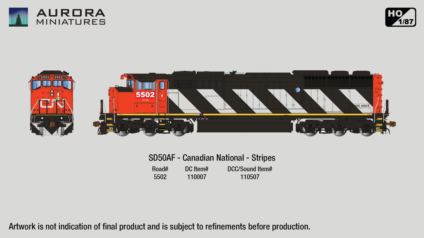 HO Scale GMDD SD50AF Diesel Locomotive - Canadian National (CN) 'Stripes'