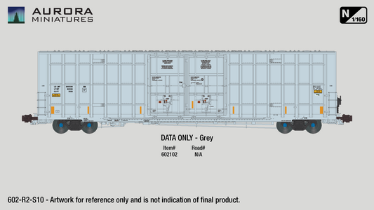 N Scale Greenbrier 7550 cf 60’ Plate F Boxcar (2nd Run) - DATA ONLY Grey