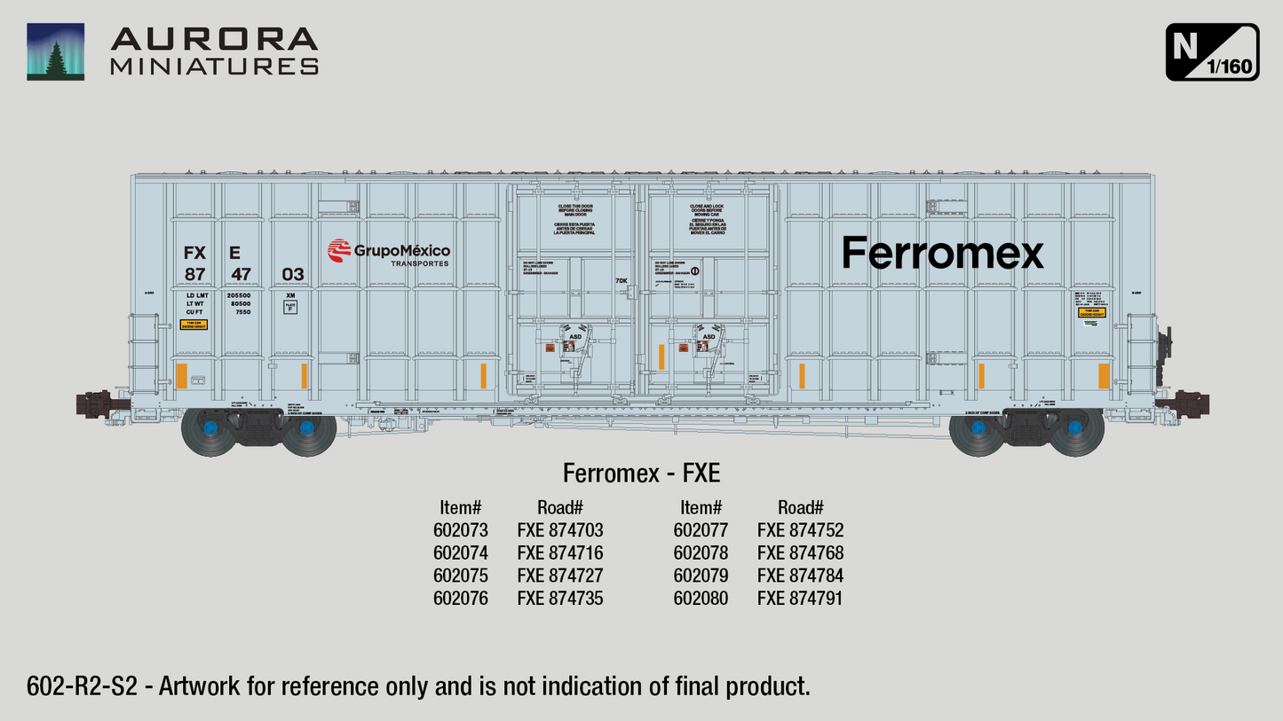 N Scale Greenbrier 7550 cf 60’ Plate F Boxcar (2nd Run) - Ferromex (FXE)