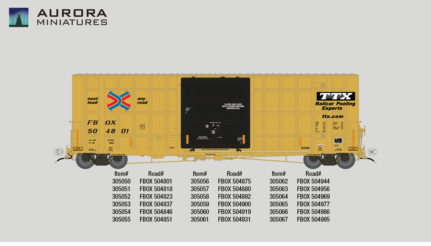 [ETA Jan. 2024] HO Scale Gunderson / Greenbrier 6276 cf 50′ Plate F Boxcar 2nd Run - FBOX (2004 ver.)