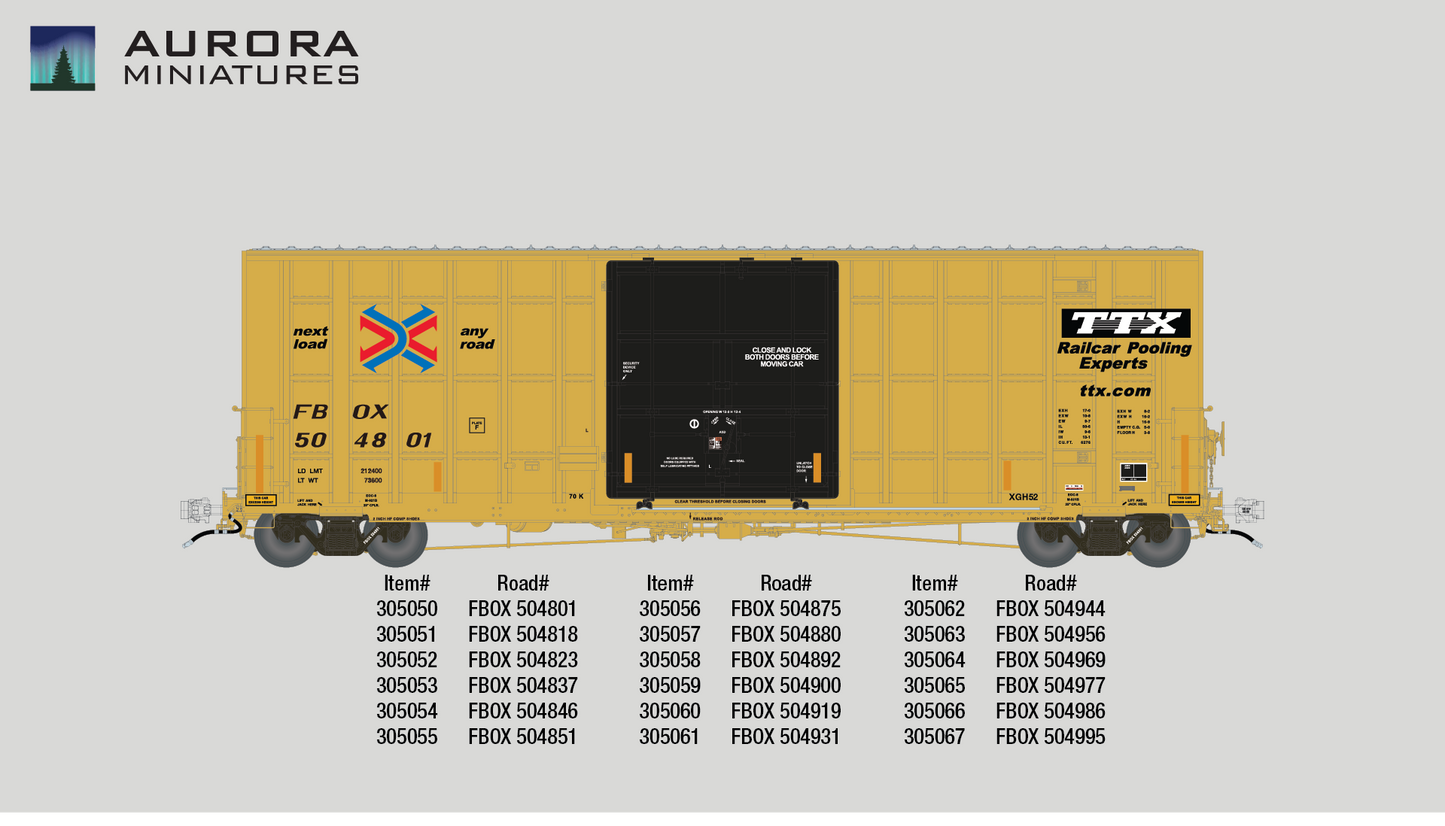 HO Scale Gunderson / Greenbrier 6276 cf 50′ Plate F Boxcar 2nd Run - FBOX (2004 ver.)