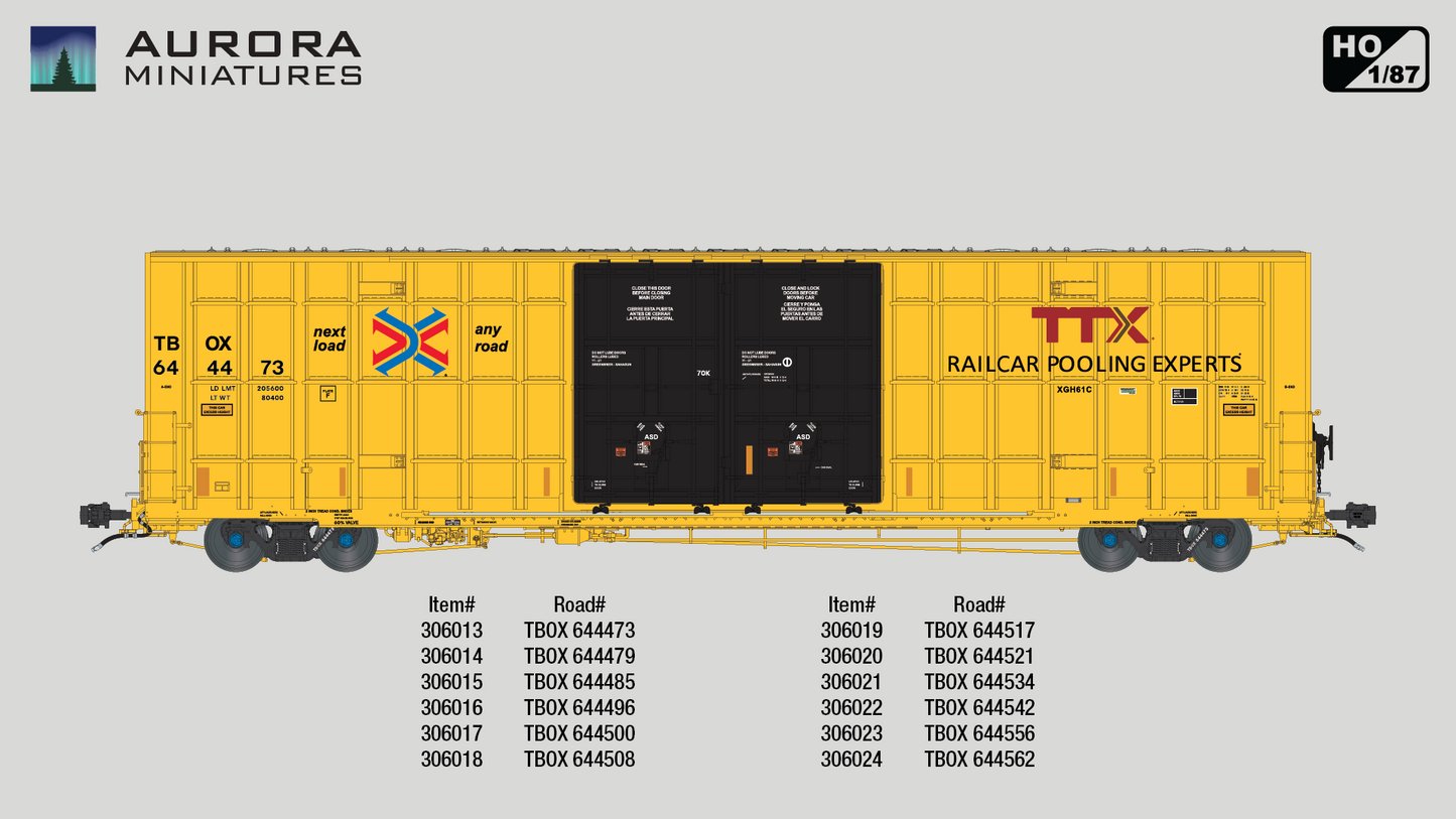 [ETA Nov 2024] HO Scale Greenbrier 7550 cf 60’ Plate F Boxcar 1st Run - TBOX (XGH61C w/ High Markings)