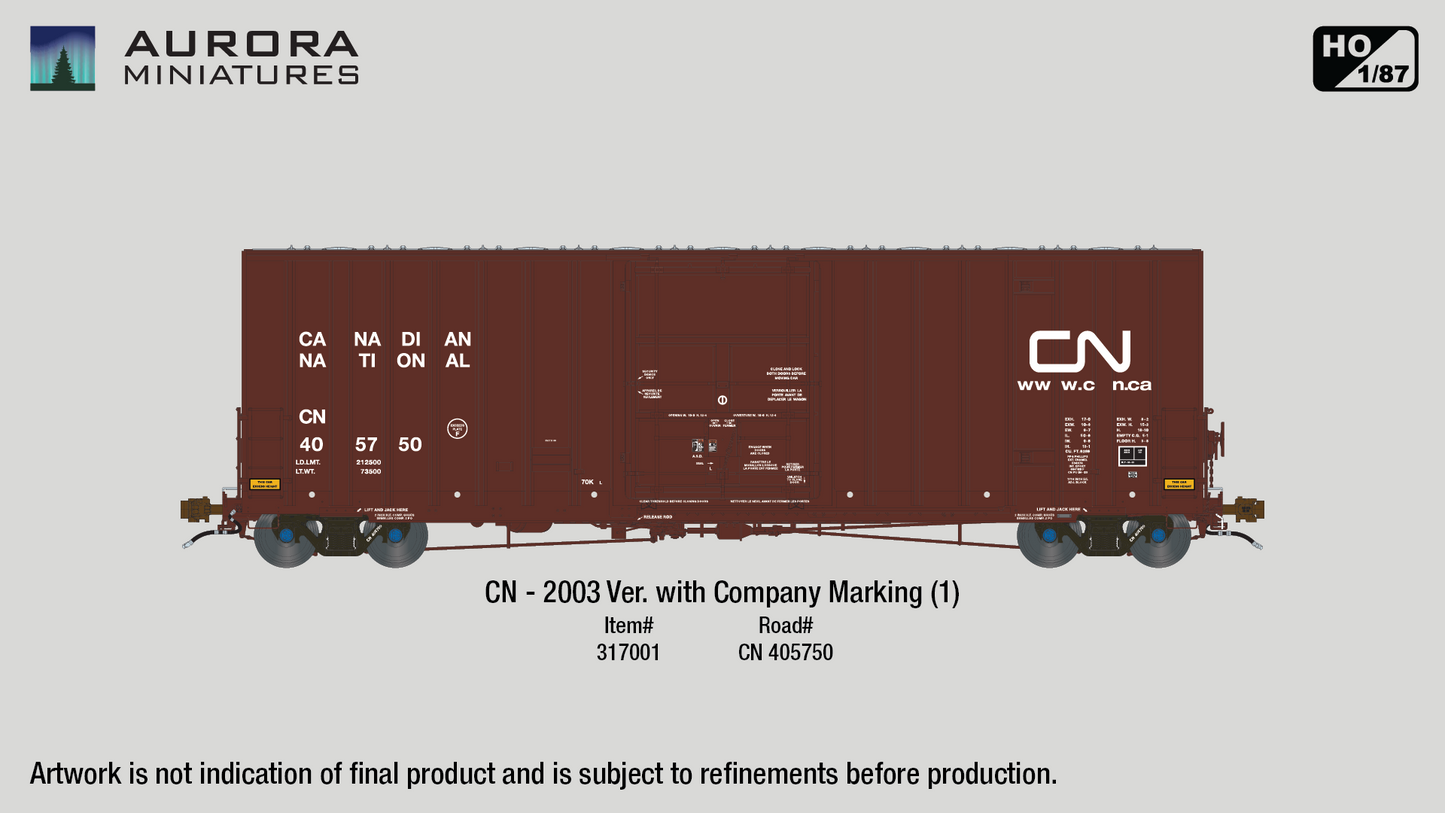 HO Scale Transcona Shops 50' Plate F Boxcar 1st Run - CN 2003 Version w/ Dots