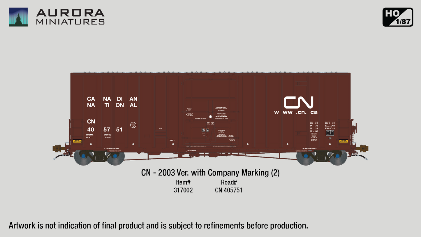 HO Scale Transcona Shops 50' Plate F Boxcar 1st Run - CN 2003 Version w/ Dots