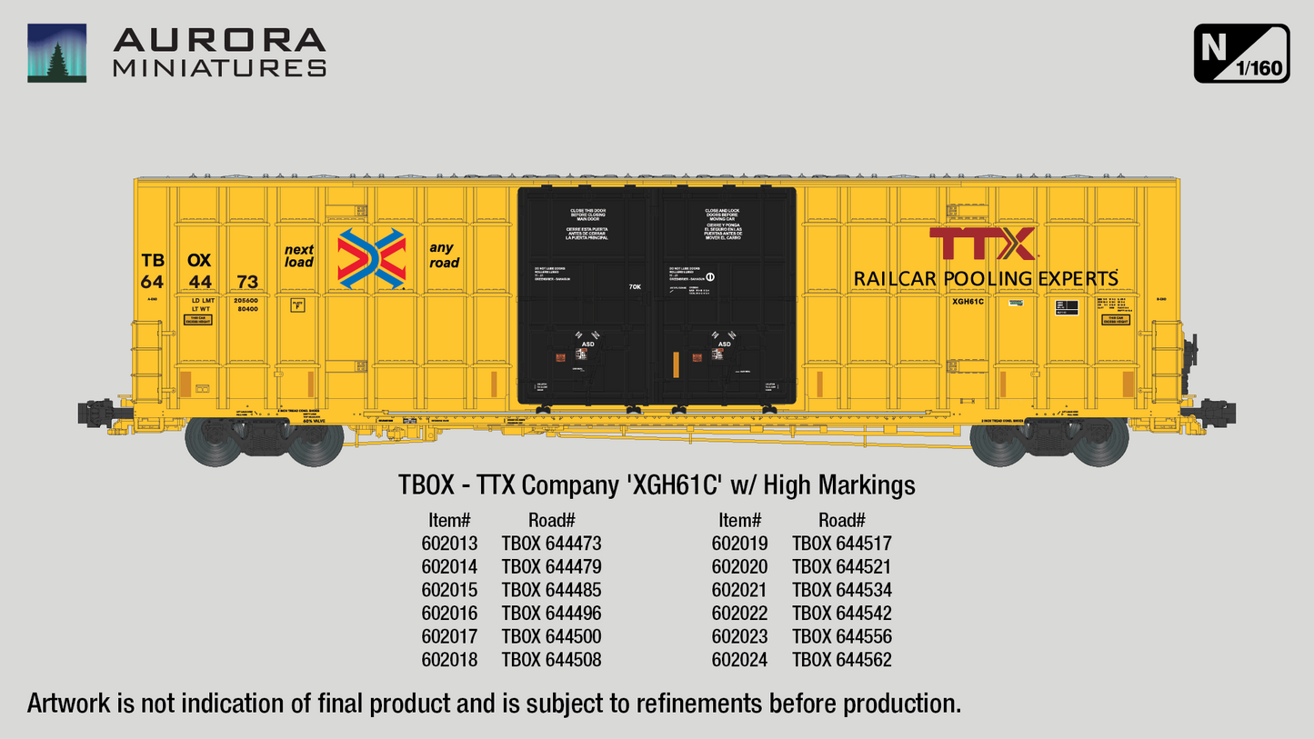 N Scale Greenbrier 7550 cf 60' Plate F Boxcar - TBOX High Markings