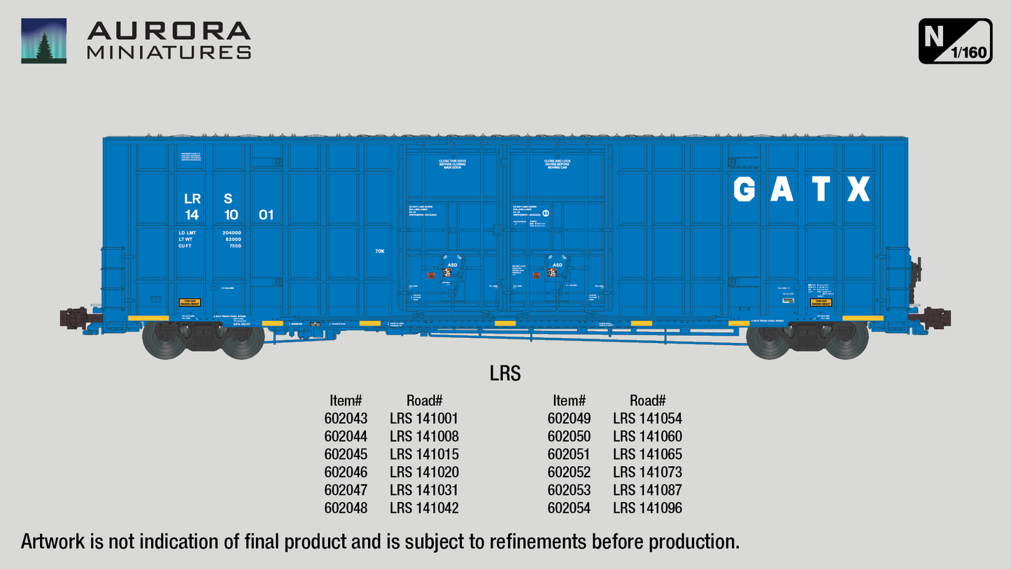 N Scale Greenbrier 7550 cf 60' Plate F Boxcar - LRS