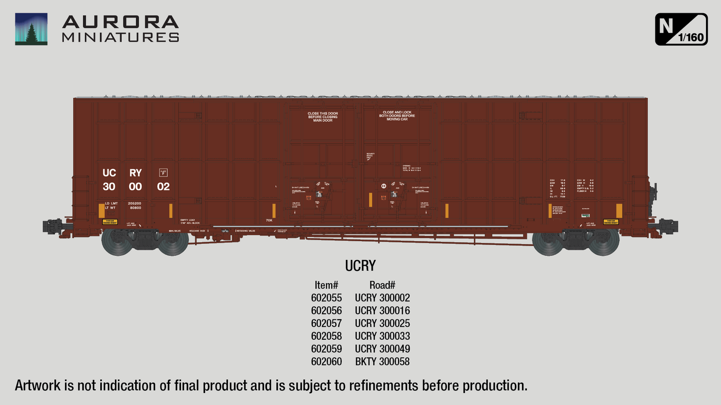 N Scale Greenbrier 7550 cf 60' Plate F Boxcar - UCRY