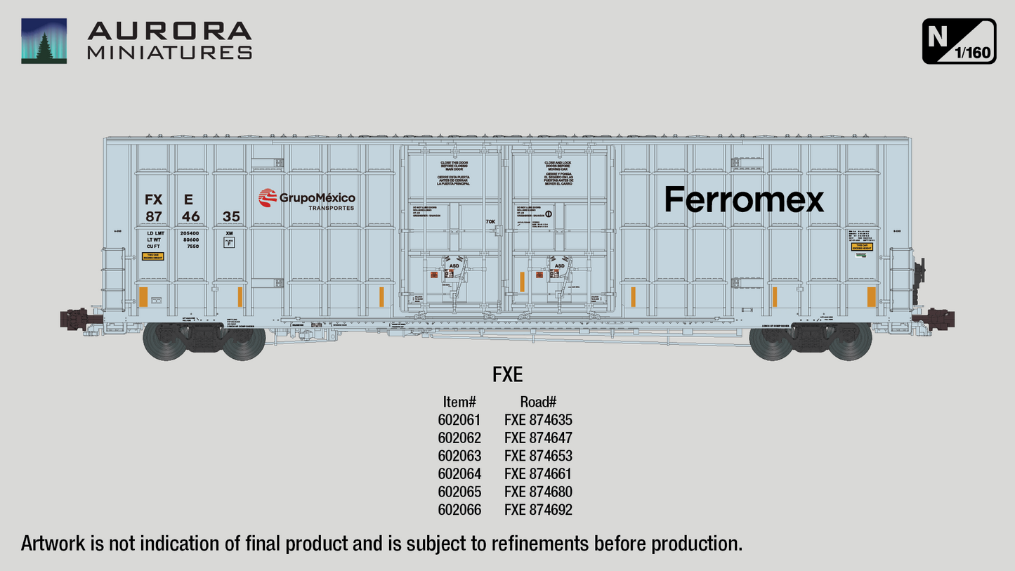 N Scale Greenbrier 7550 cf 60' Plate F Boxcar - FXE