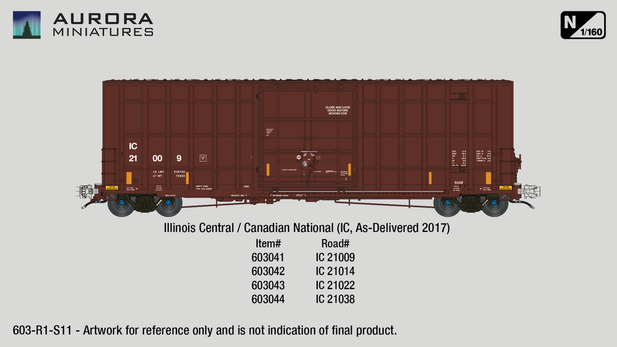 N Scale Gunderson 6276cf 50' Plate F Boxcar - Illinois Central Railroad (IC)