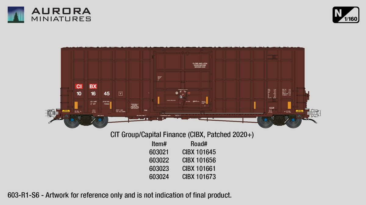 N Scale Gunderson 6276cf 50' Plate F Boxcar - CIT Group / Capital Finance Inc. (CIBX)