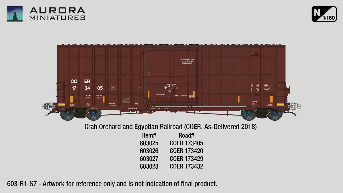 N Scale Gunderson 6276cf 50' Plate F Boxcar - Crab Orchard and Egyptian Railway (COER)